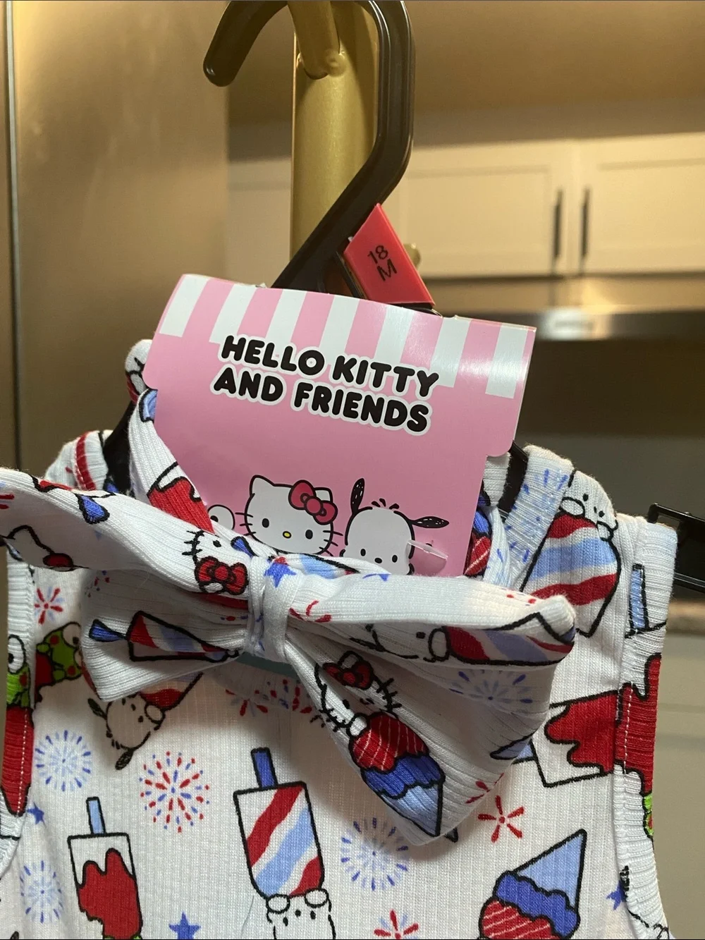 Hello Kitty Light Blue Tulle Bib Dress with Printed Bodice and Bow 18 months NWT